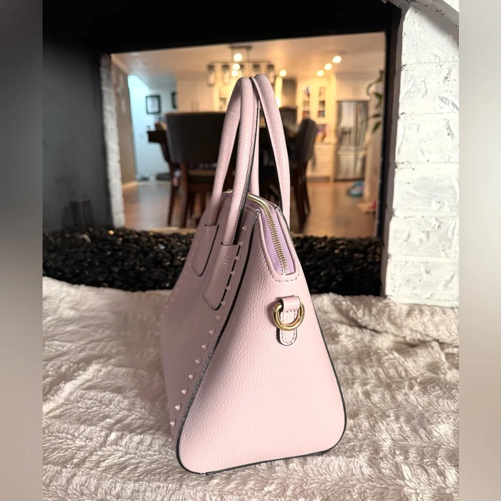 Valentino Lavender Leather Studded Satchel
